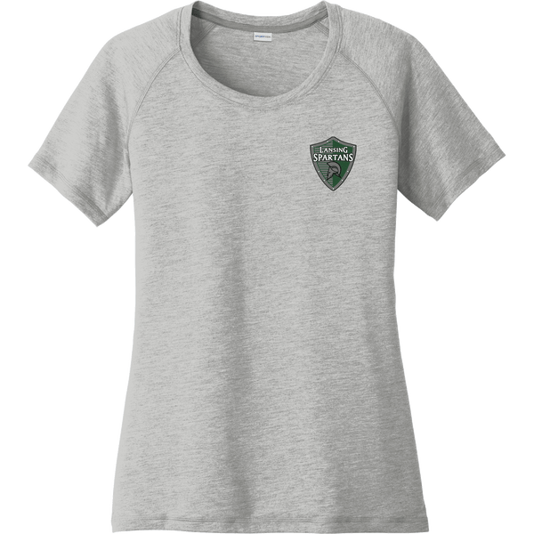 Lansing Spartans Ladies PosiCharge Tri-Blend Wicking Scoop Neck Raglan Tee