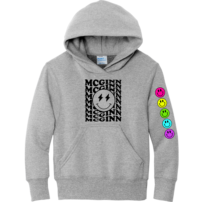 McGinn Youth "Smiley Neon Sleeve" Fleece Pullover Hooded Sweatshirt